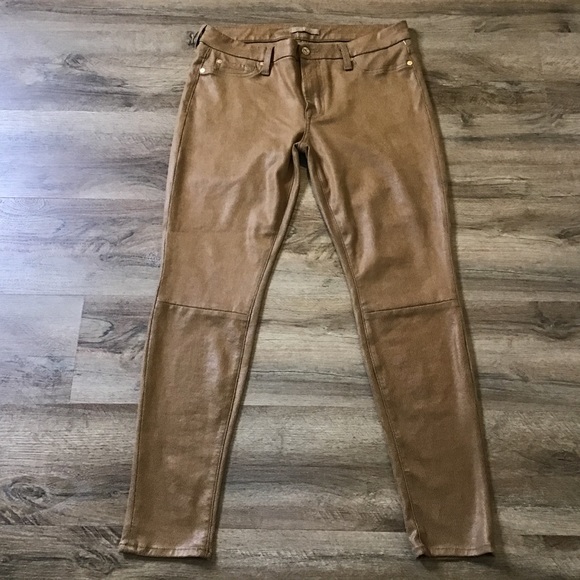 7 For All Mankind Pants - 7 For All Mankind Skinny Faux Suede Brown Snake Skin Texture Brown Size 32